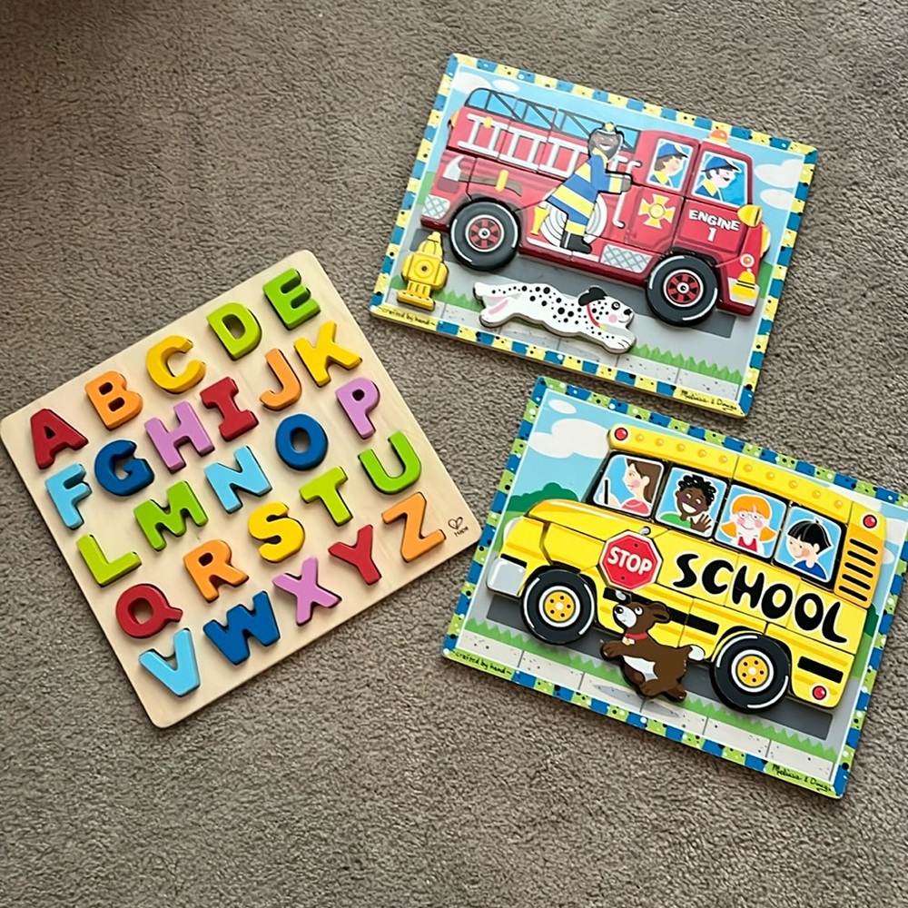 Three wooden puzzles in like new condition
